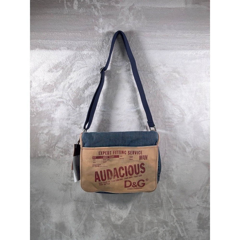 Vintage Dolce & Gabbana Audacious Messenger Bag Blue Denim Y2K Archive Rare